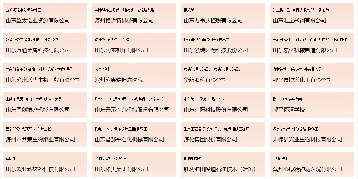 滨州站-7月滨州地区最新招聘企业信息