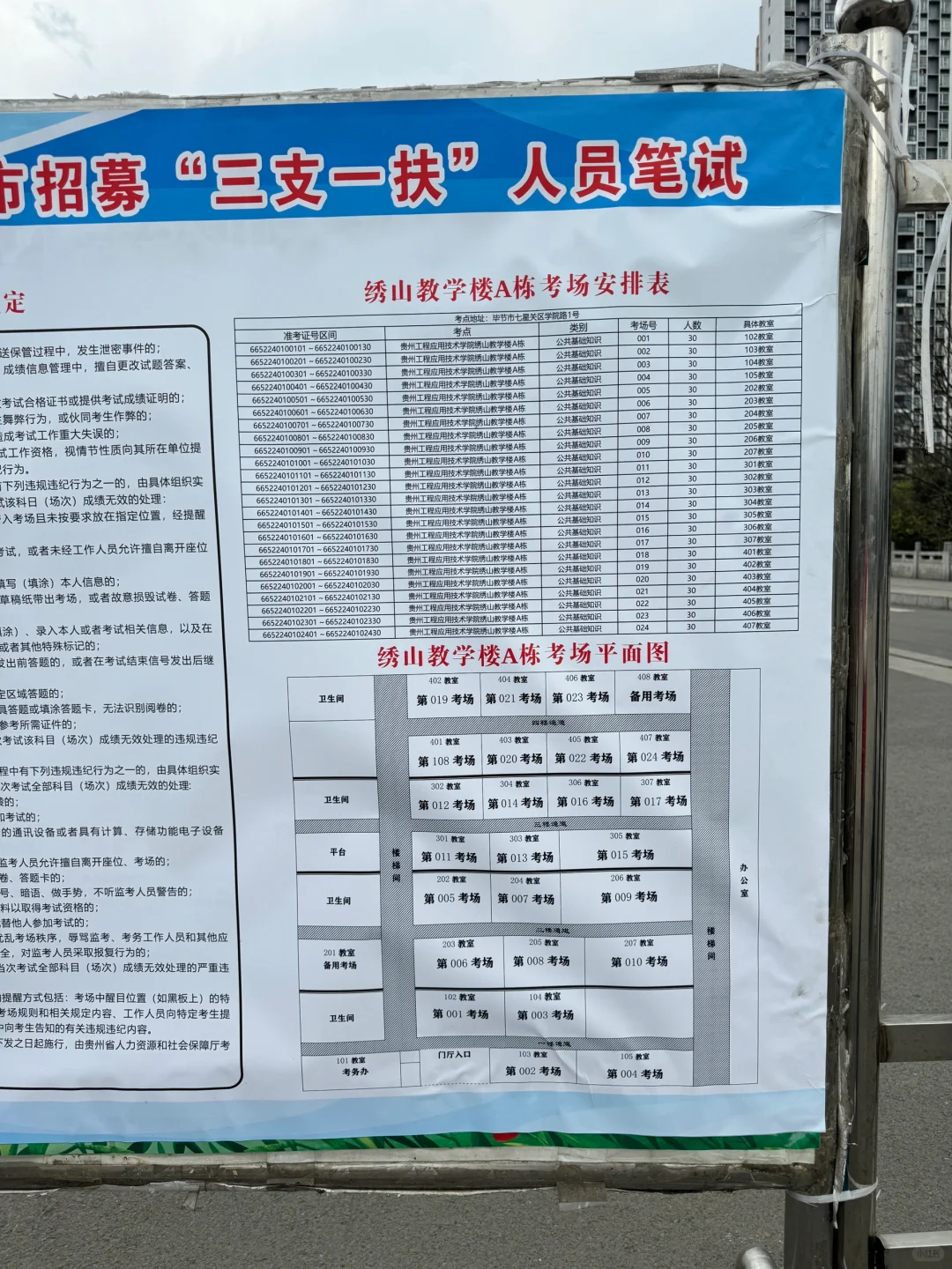 毕节事业单位联考考场分布图！