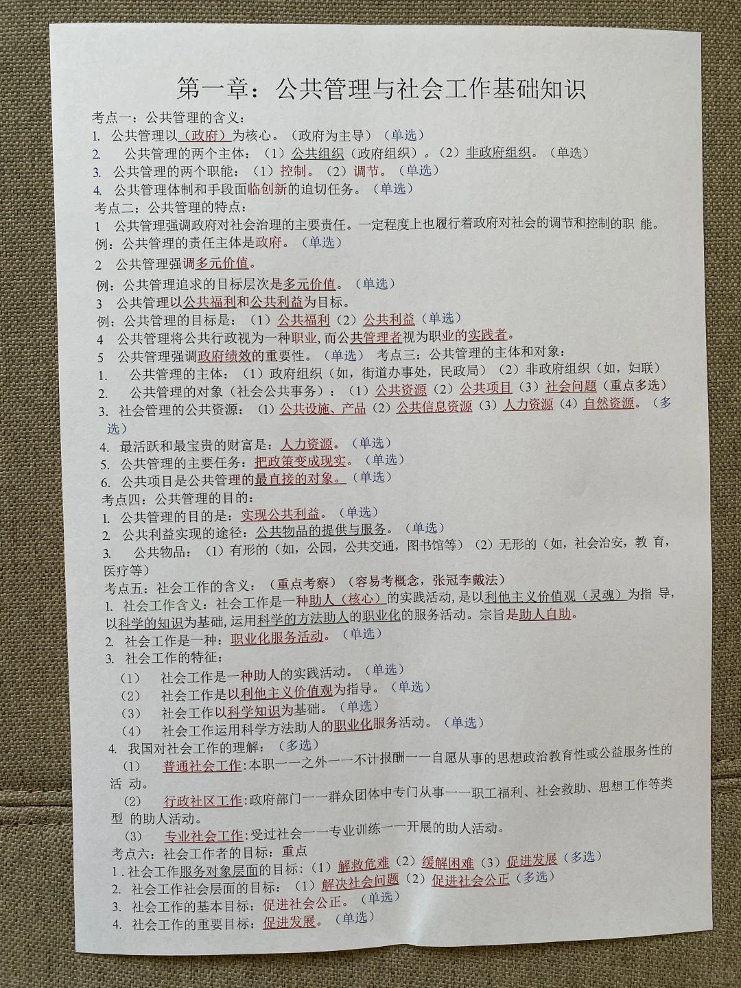 不开玩笑！社区招聘考试精华14页纸，熬夜背