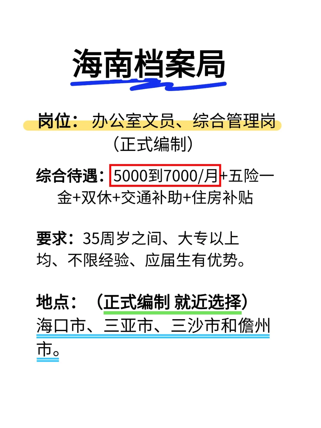 海南档案局扩编了，福利好，有人愿意来嘛