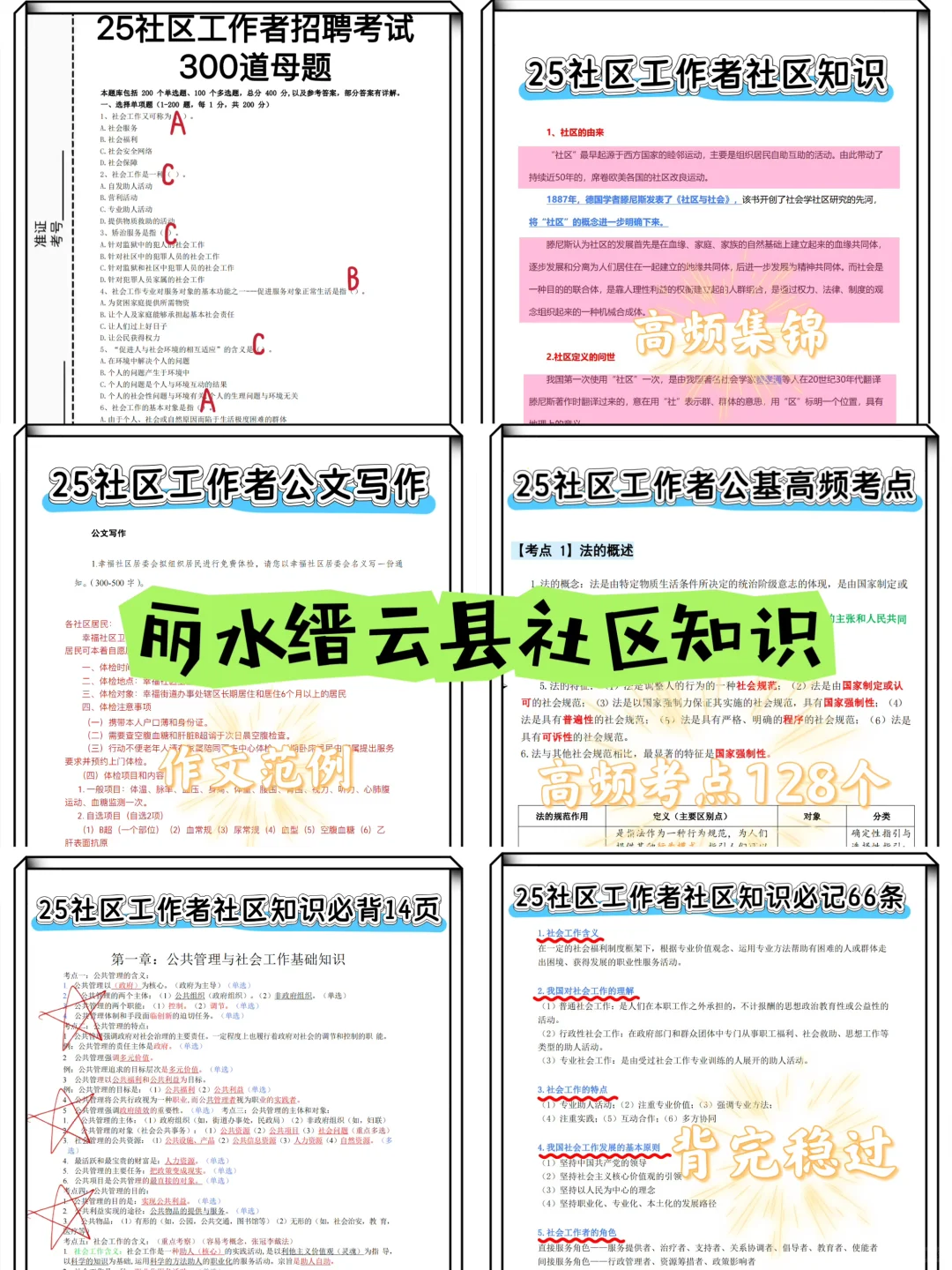 丽水缙云县社区工作者很水的，大概率考这些