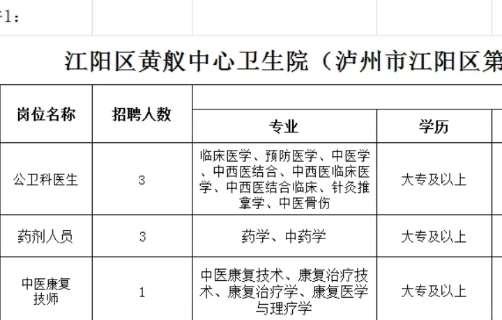 泸州市江阳区第二中医医院招聘7人💞