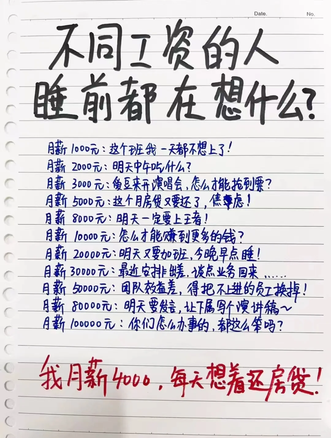 不同工资的人，睡前都在想什么？