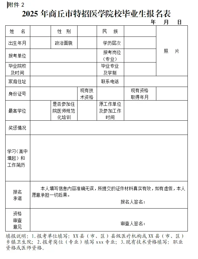2025年商丘市医学院校毕业生特招公告