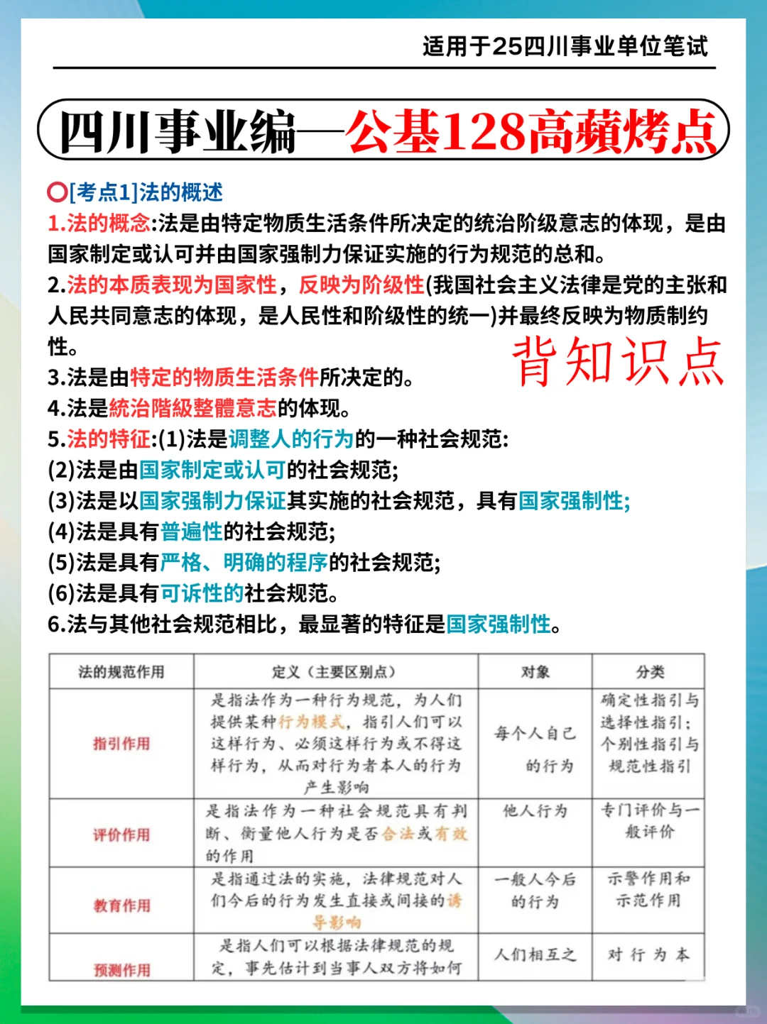 这不算泄题吧？11.16四川事业编范围已出，背！