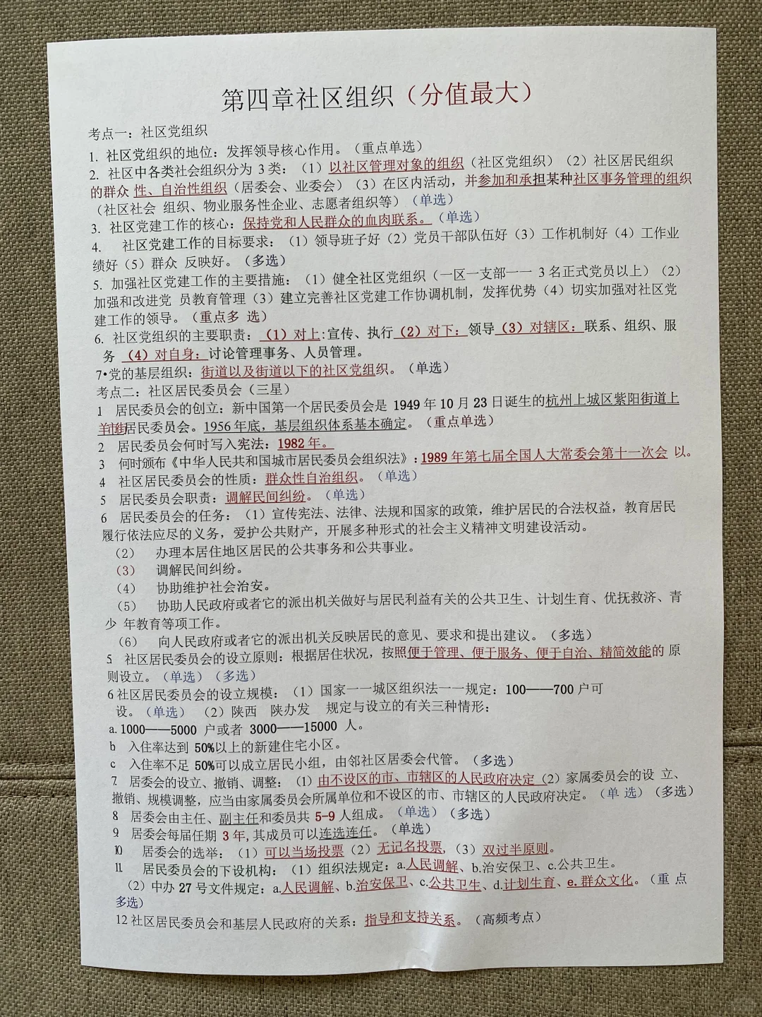 不开玩笑！社区招聘考试精华14页纸，熬夜背