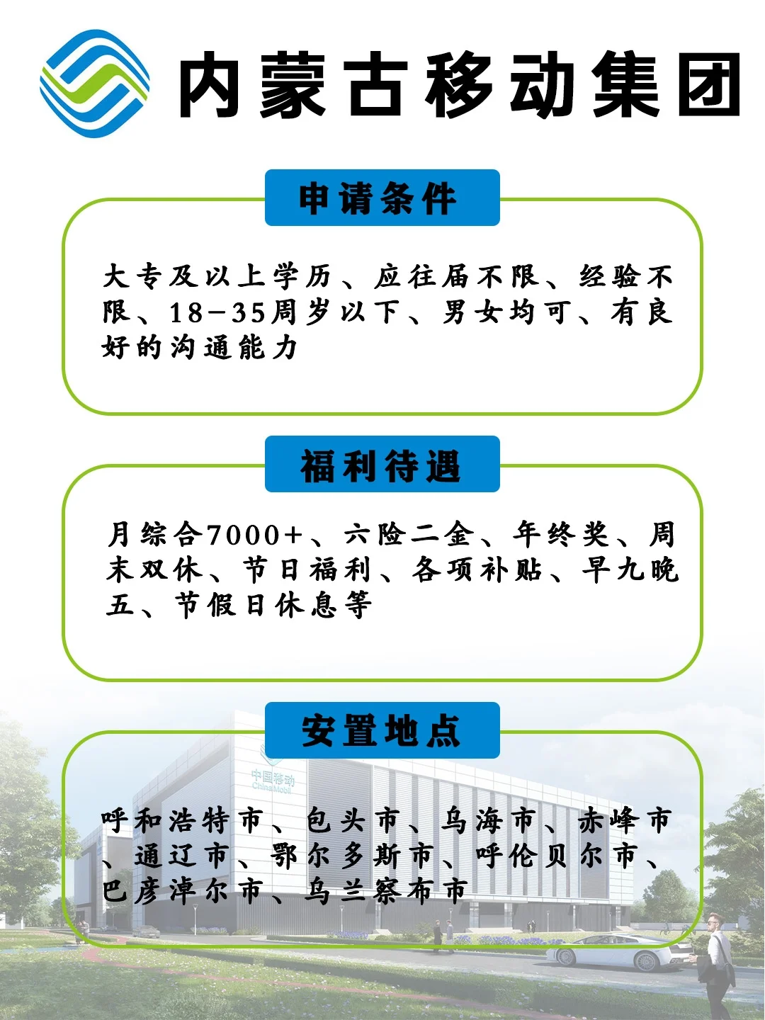 内蒙古移动集团秋招‼️招聘正式工🎉