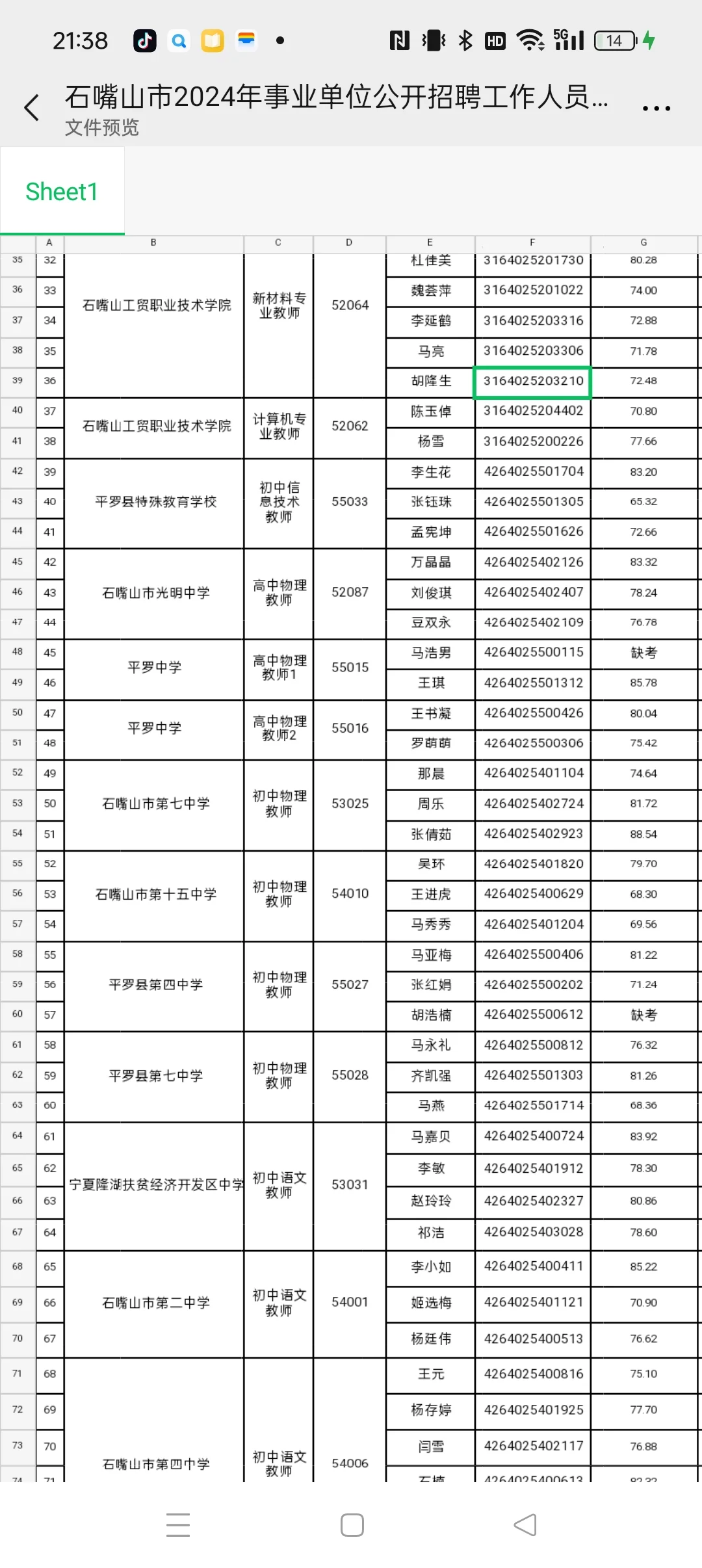 ♨️石嘴山教师编6.22日总成绩公示‼️