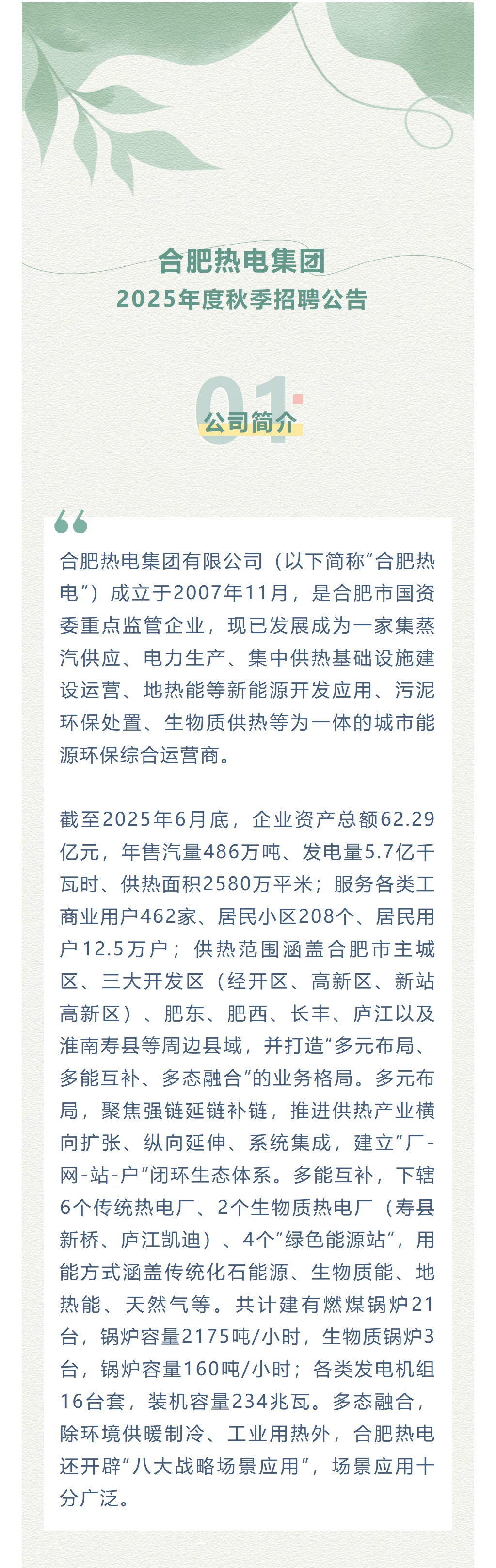 合肥热电集团2025年度秋季招聘公告
