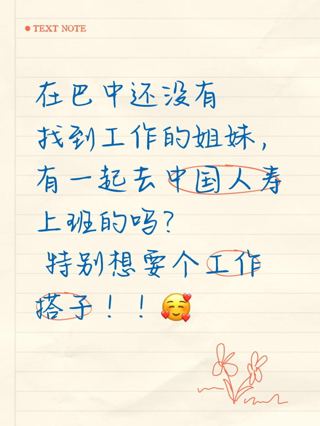 求一个工作搭子！！！