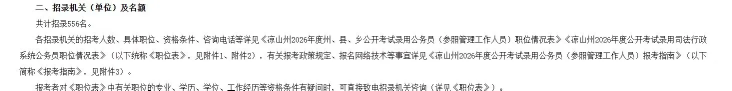 省考已出！凉山招聘556名