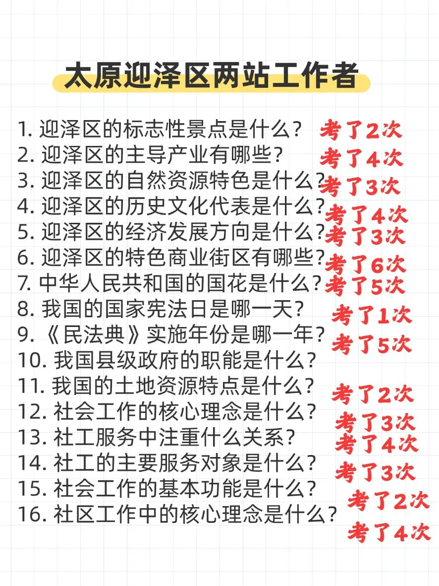 太原迎泽区两站工作考试进度为0的,直接背