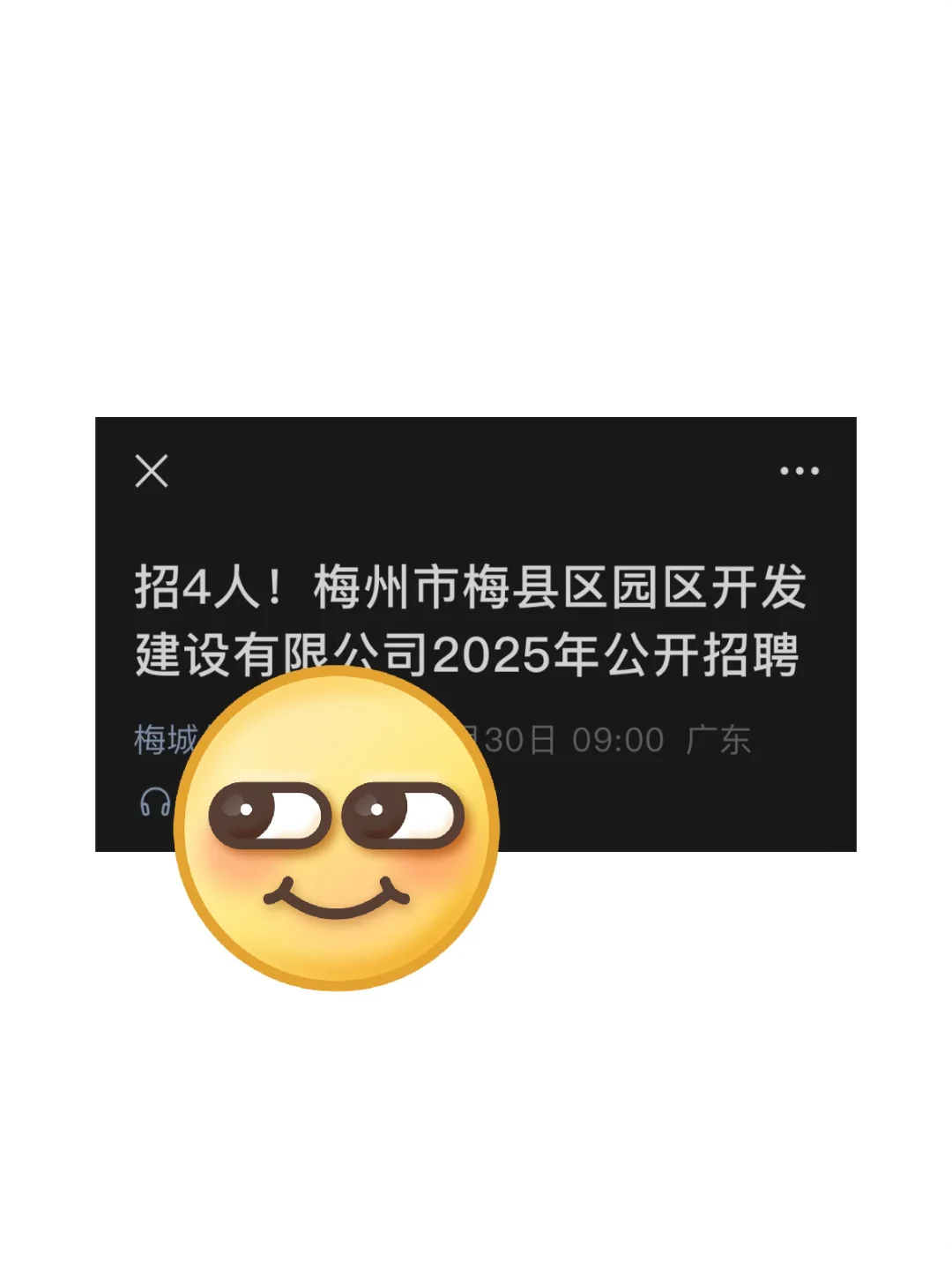 招4人！梅县区园区开发建设有限公司招聘