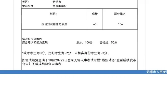 25下半年无锡事业单位招聘笔试成绩已出！