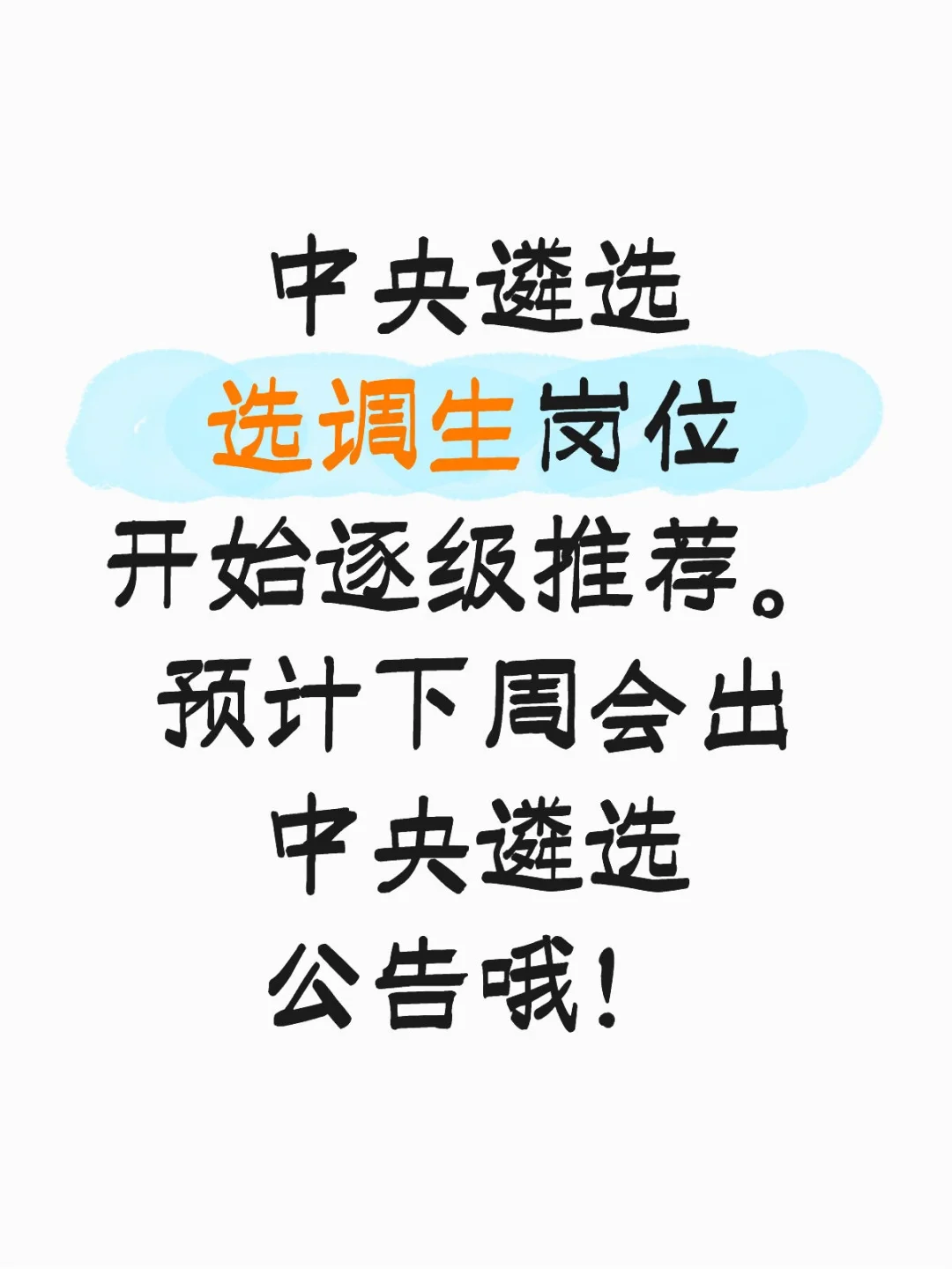 中央遴选选调生岗位开始逐级推荐。
