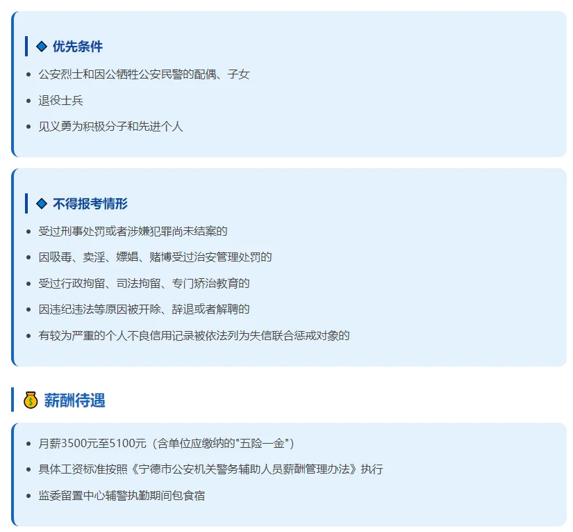 宁德市公安局辅警招聘公告