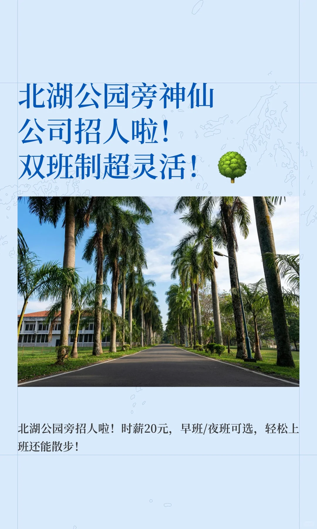 北湖公园旁神仙公司招人啦！双班制超灵活！
