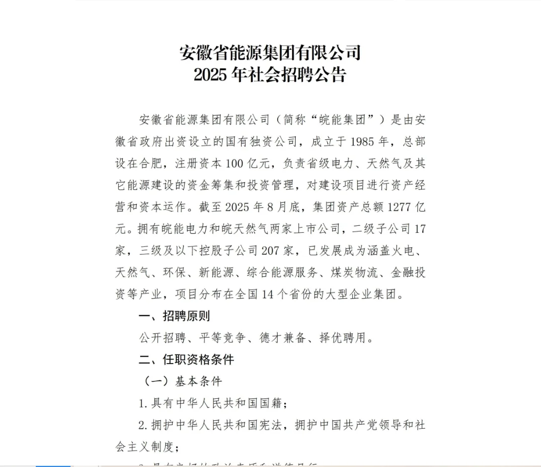 安徽能源集团招聘29人