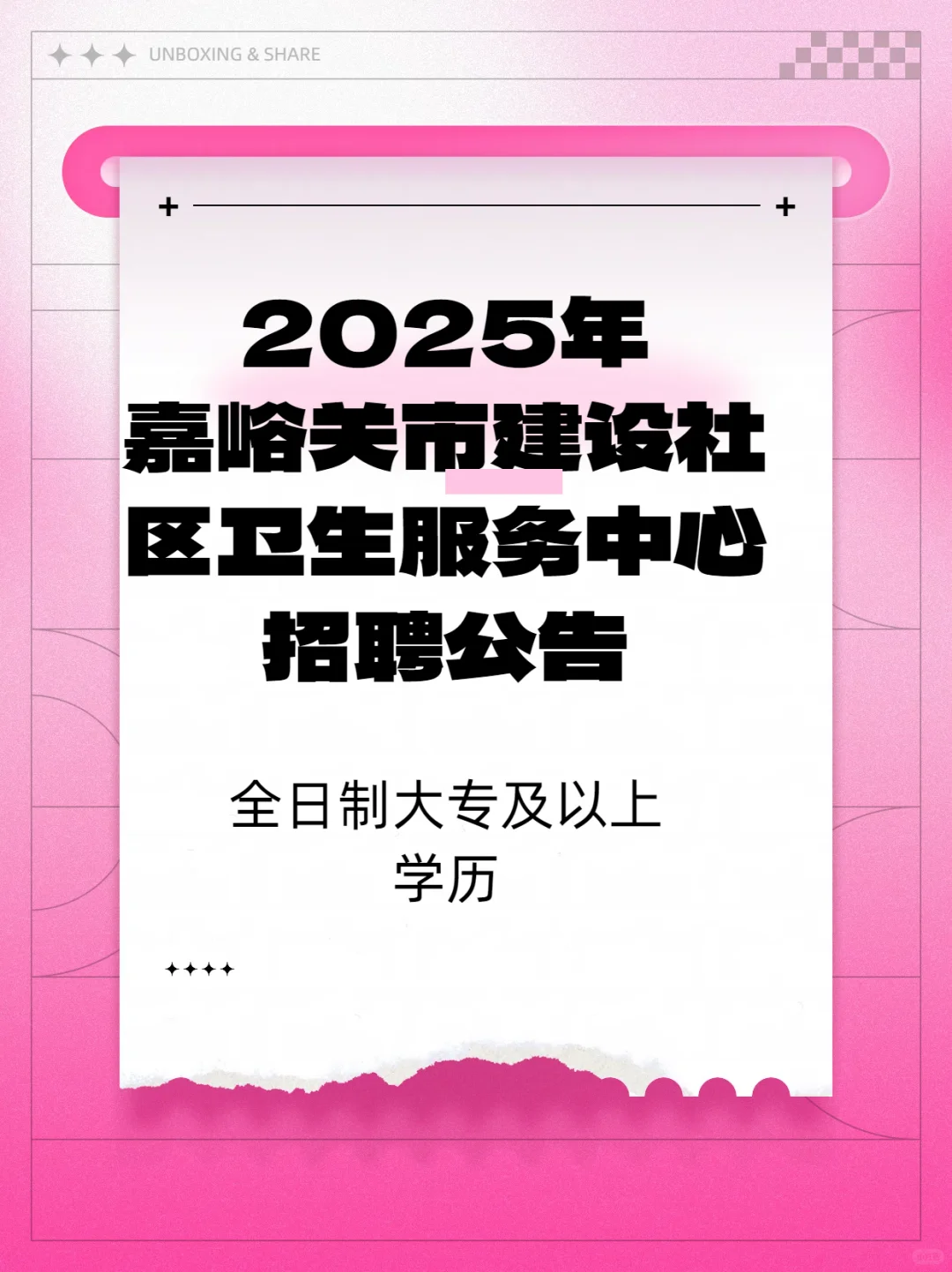 2025嘉峪关市建设社区卫生服务中心招聘公告