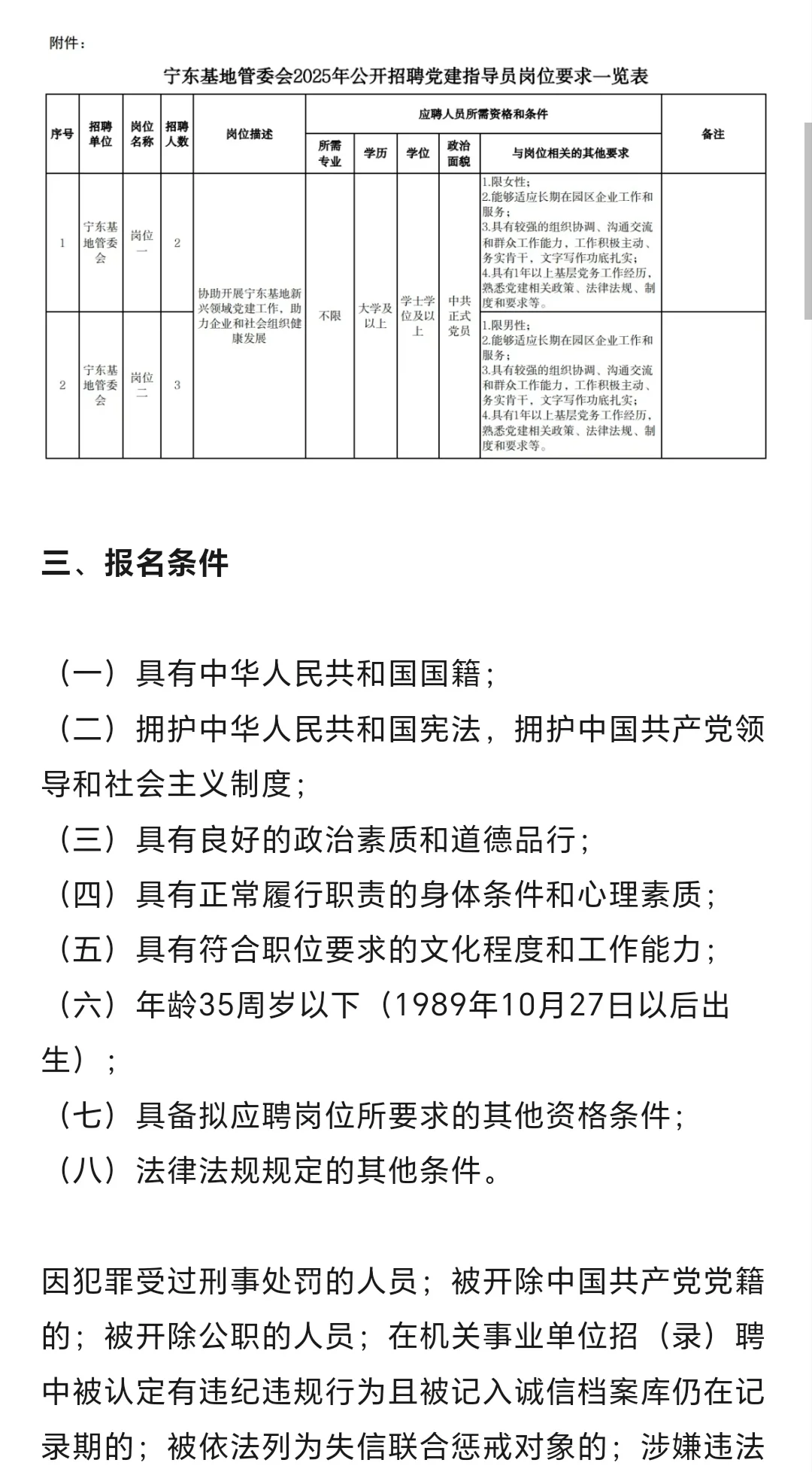 宁东基地管委会招聘工作人员5名