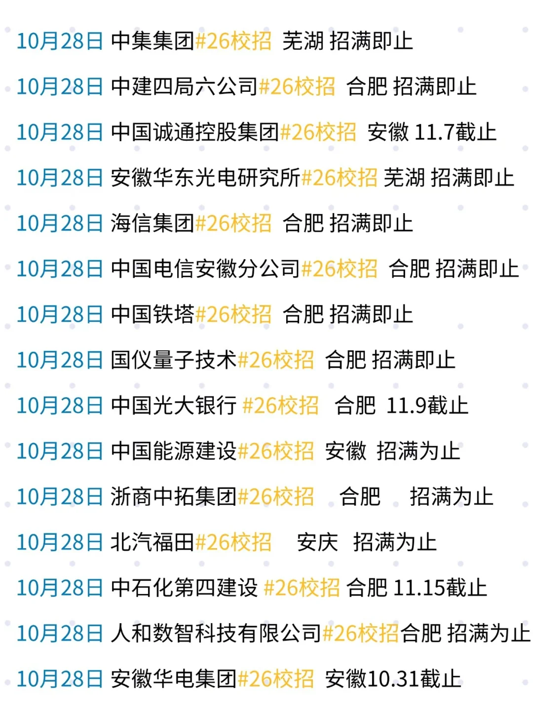 10.28合肥第二批秋招来了！26届赶快投吧！