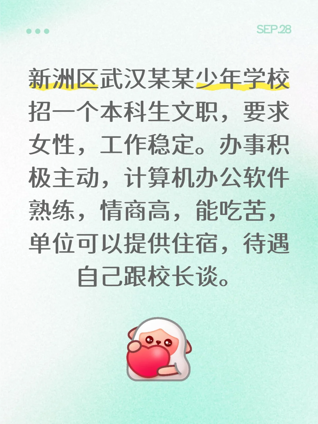 新洲某学校招文职