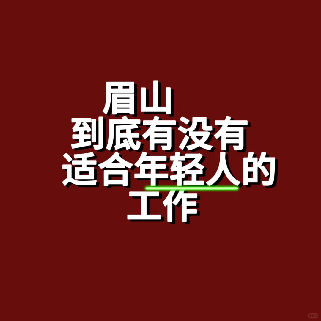 2025年了眉山还有适合年轻人的工作吗