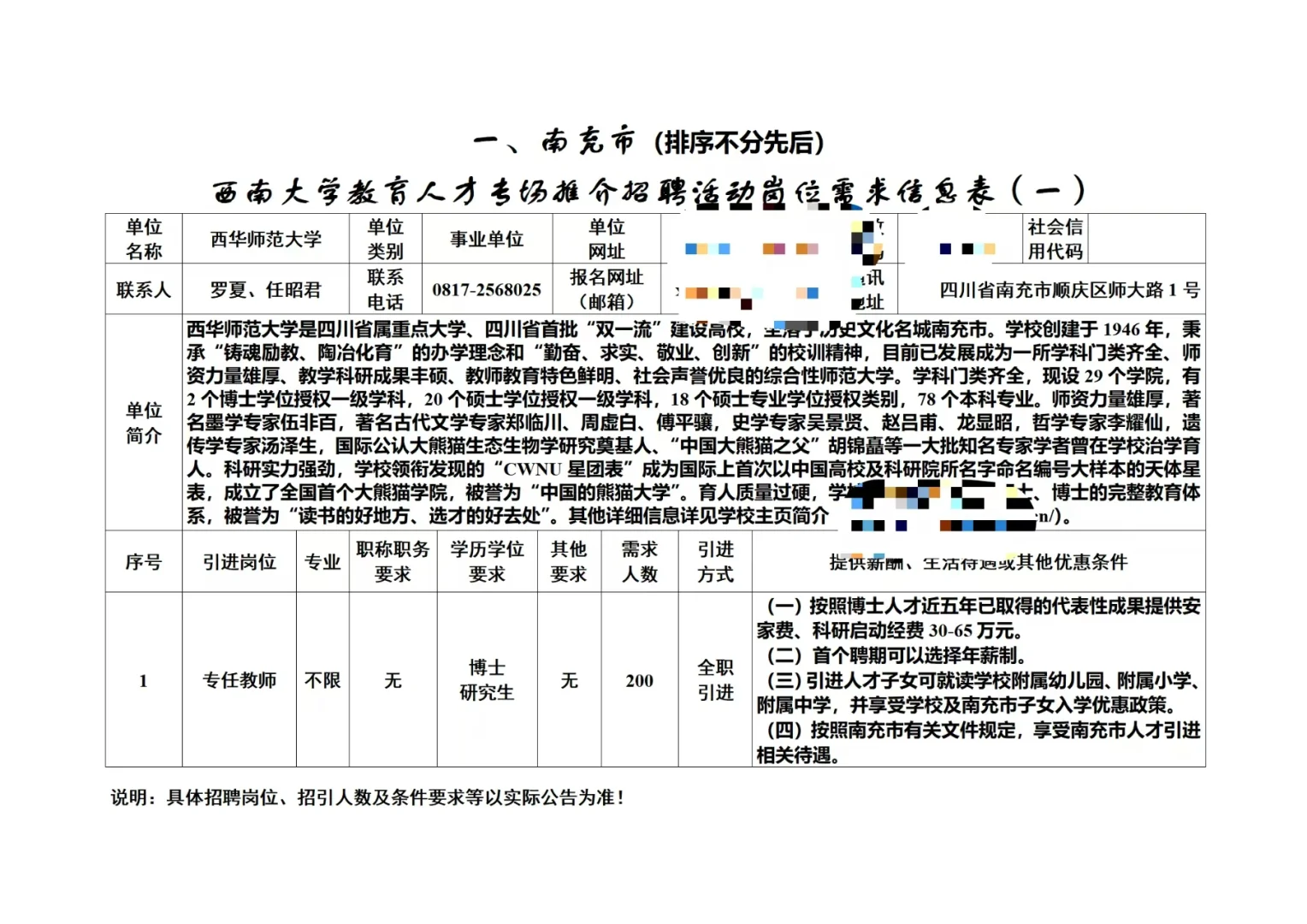 【南充】西大专场