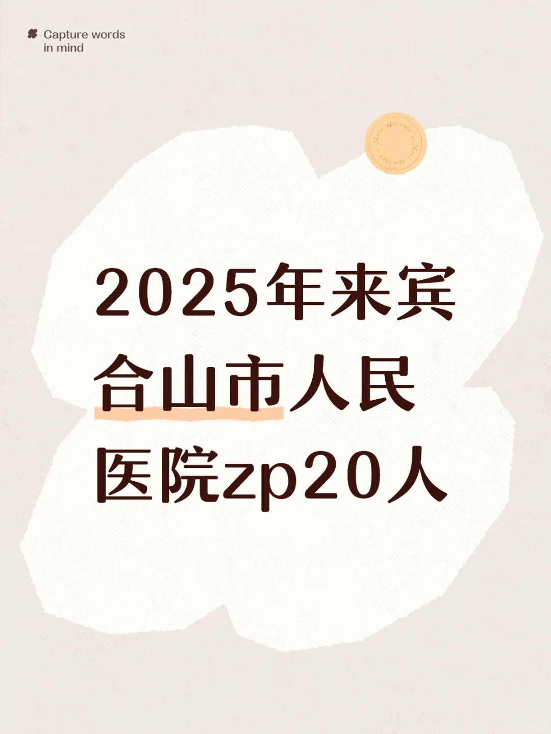 2025年来宾合山市人民医院招聘20人