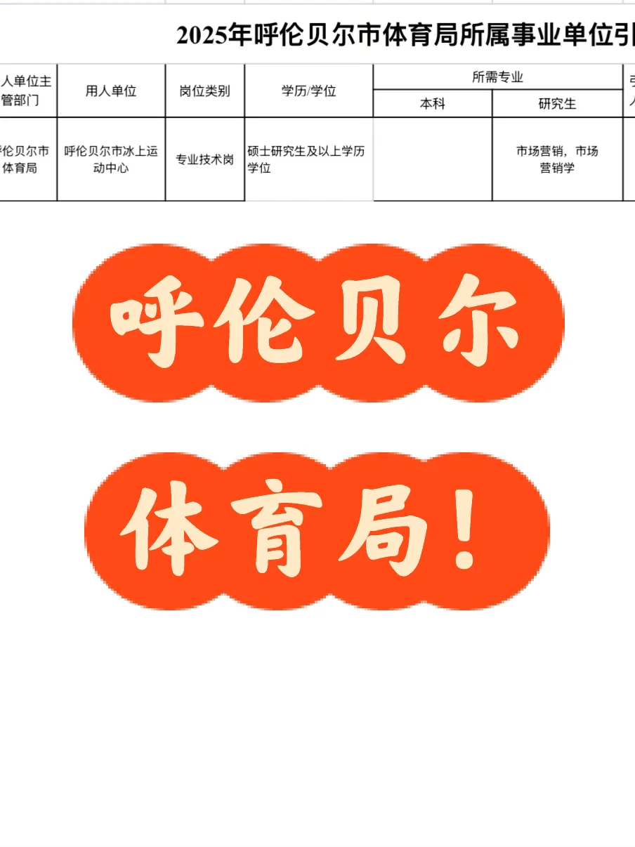 呼伦贝尔引才！体育人专属事业岗来啦🏃