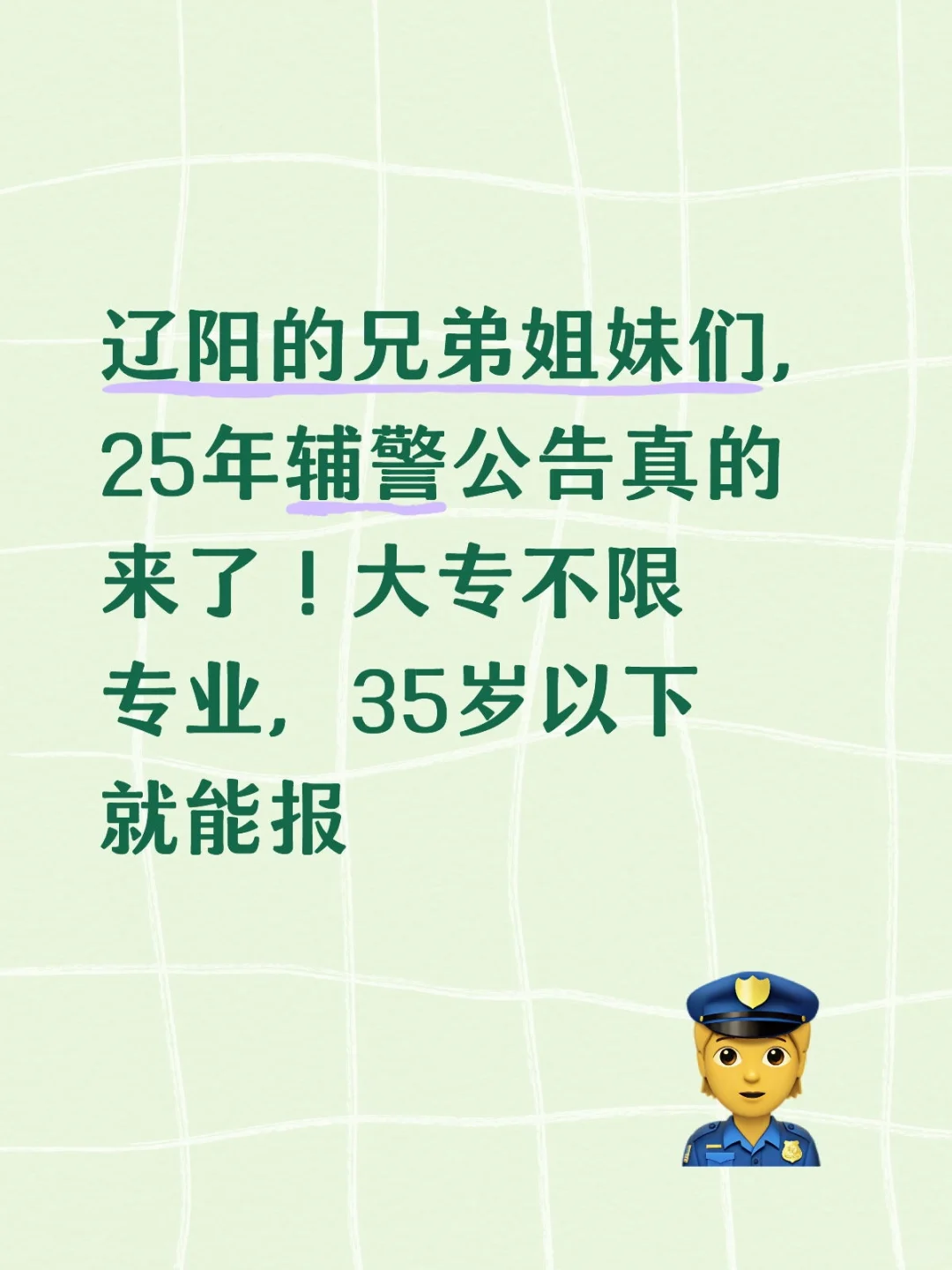 辽阳的辅警公告来了