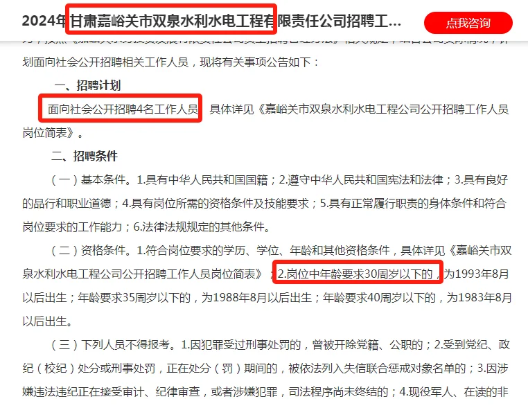 2024年嘉峪关市双泉水利水电有限公司招聘