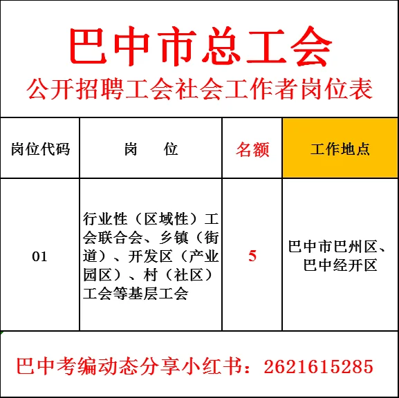 25年巴中总工会招聘社工🉐