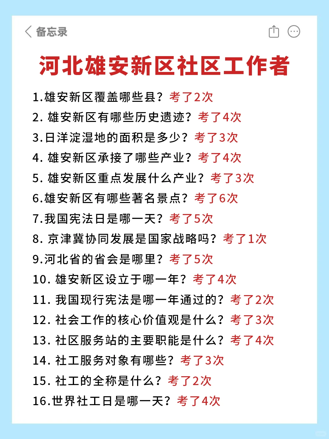 雄安新区社区工作者备考0%，来抄作业