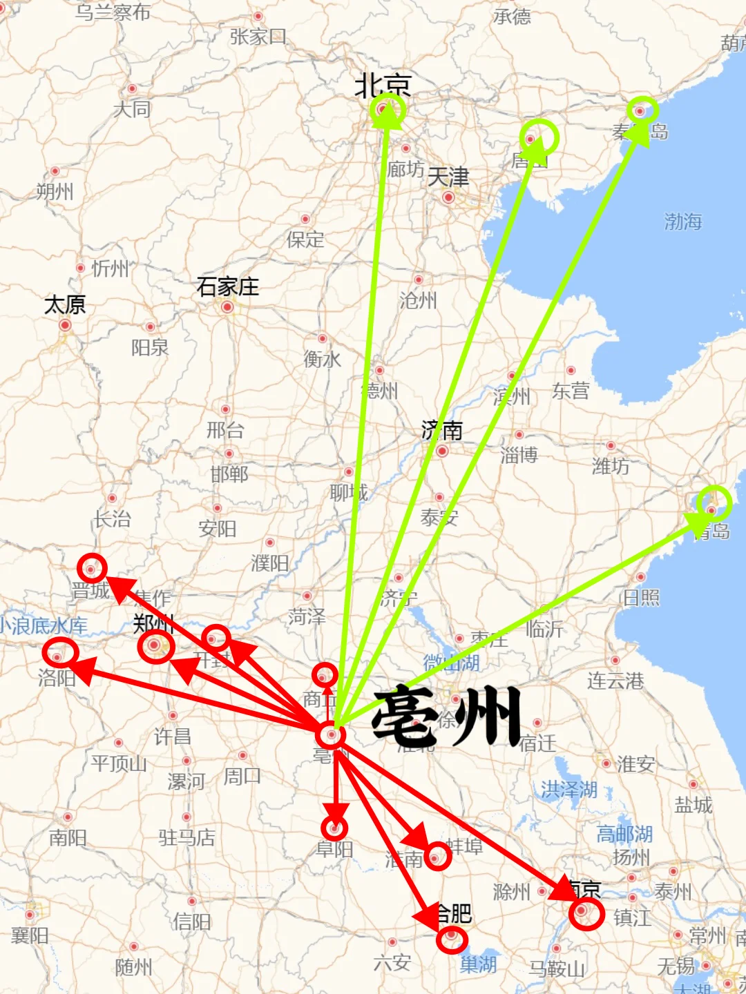 亳州200左右直达城市（周边游）