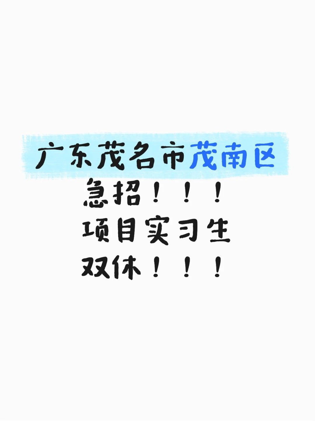 广东茂名急招项目实习生！！！