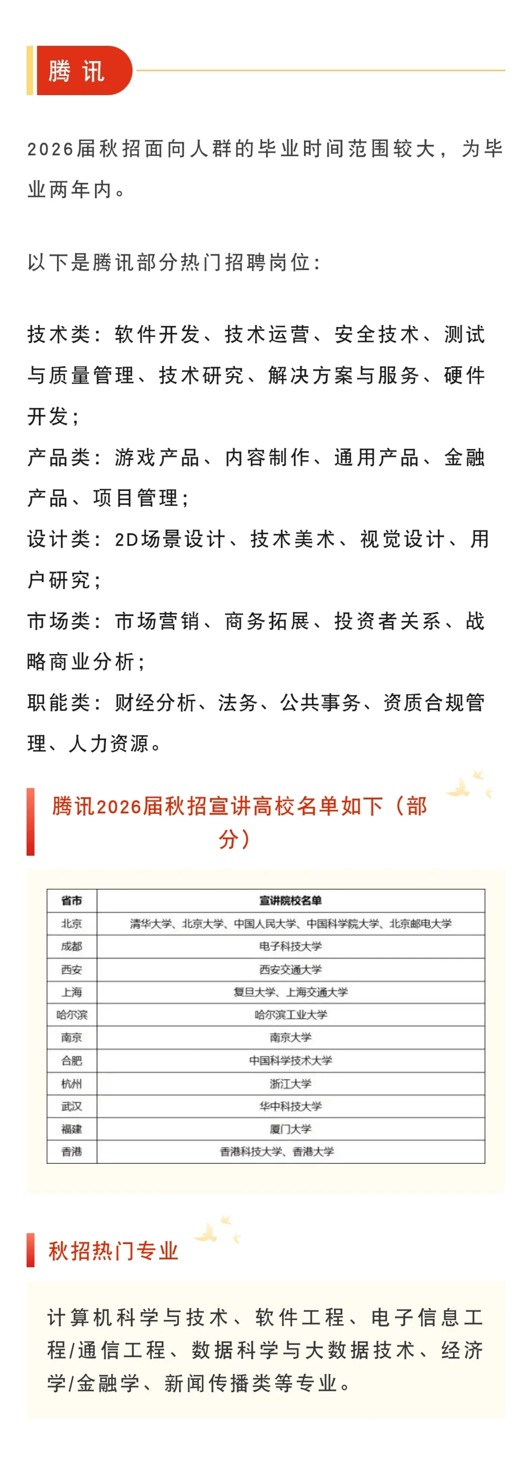 各大国企、央企、互联网大厂等秋季招聘详情