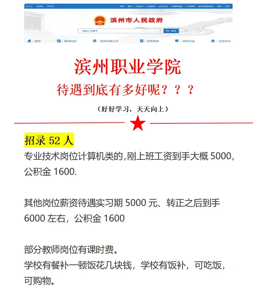 滨州职业学院的待遇怎么样？？