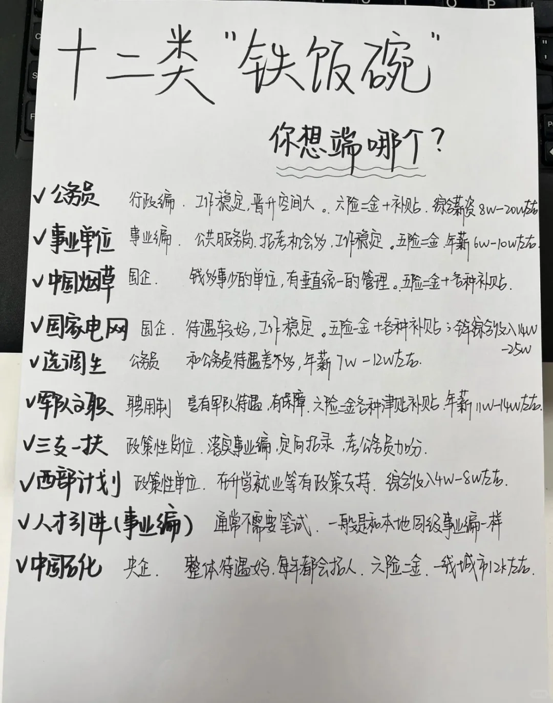 天津铁饭碗你想端哪个