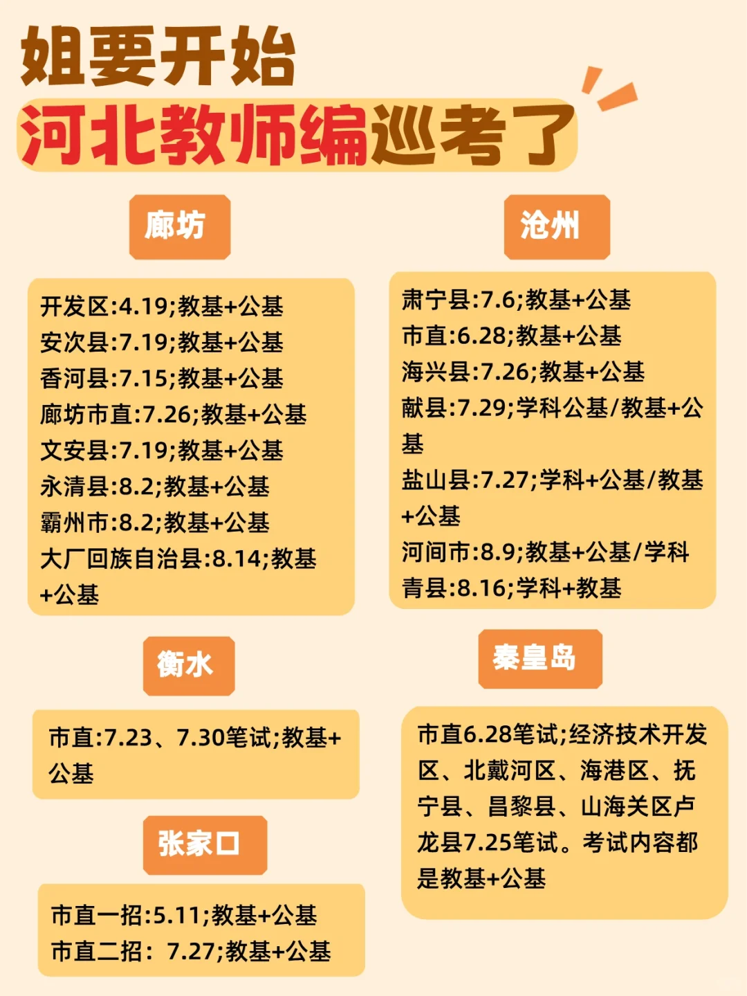 ✅姐终于要开始26河北教师编巡考了