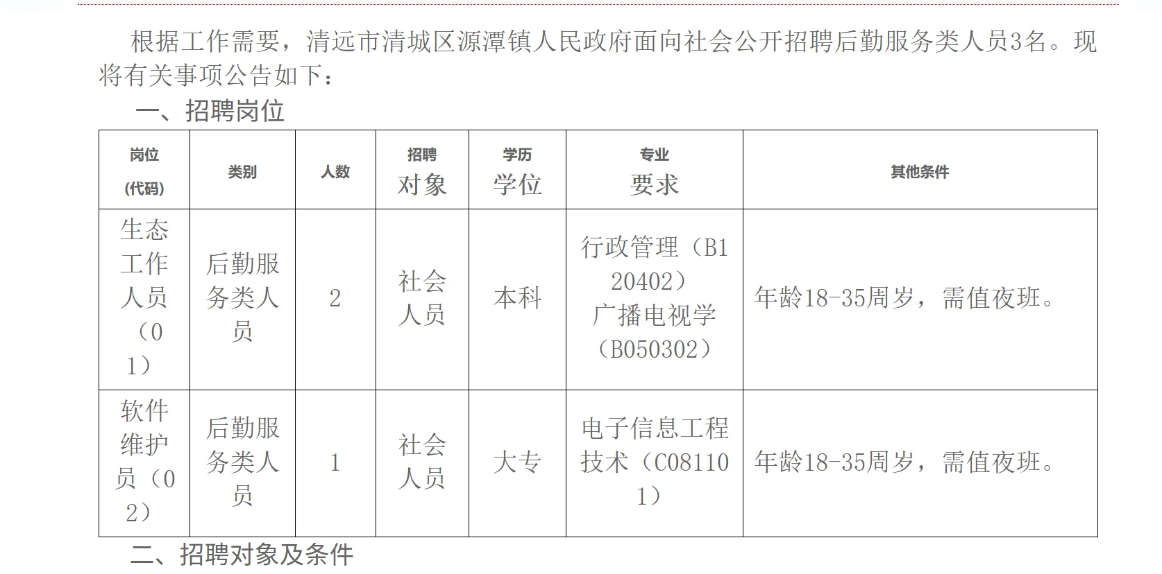 清远源潭镇政府招后勤！3 岗可报
