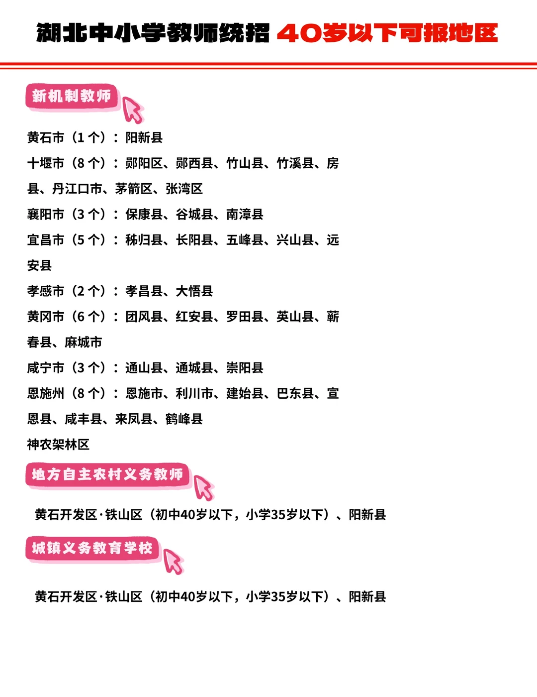 湖北中小学教师：40岁以下可报地区