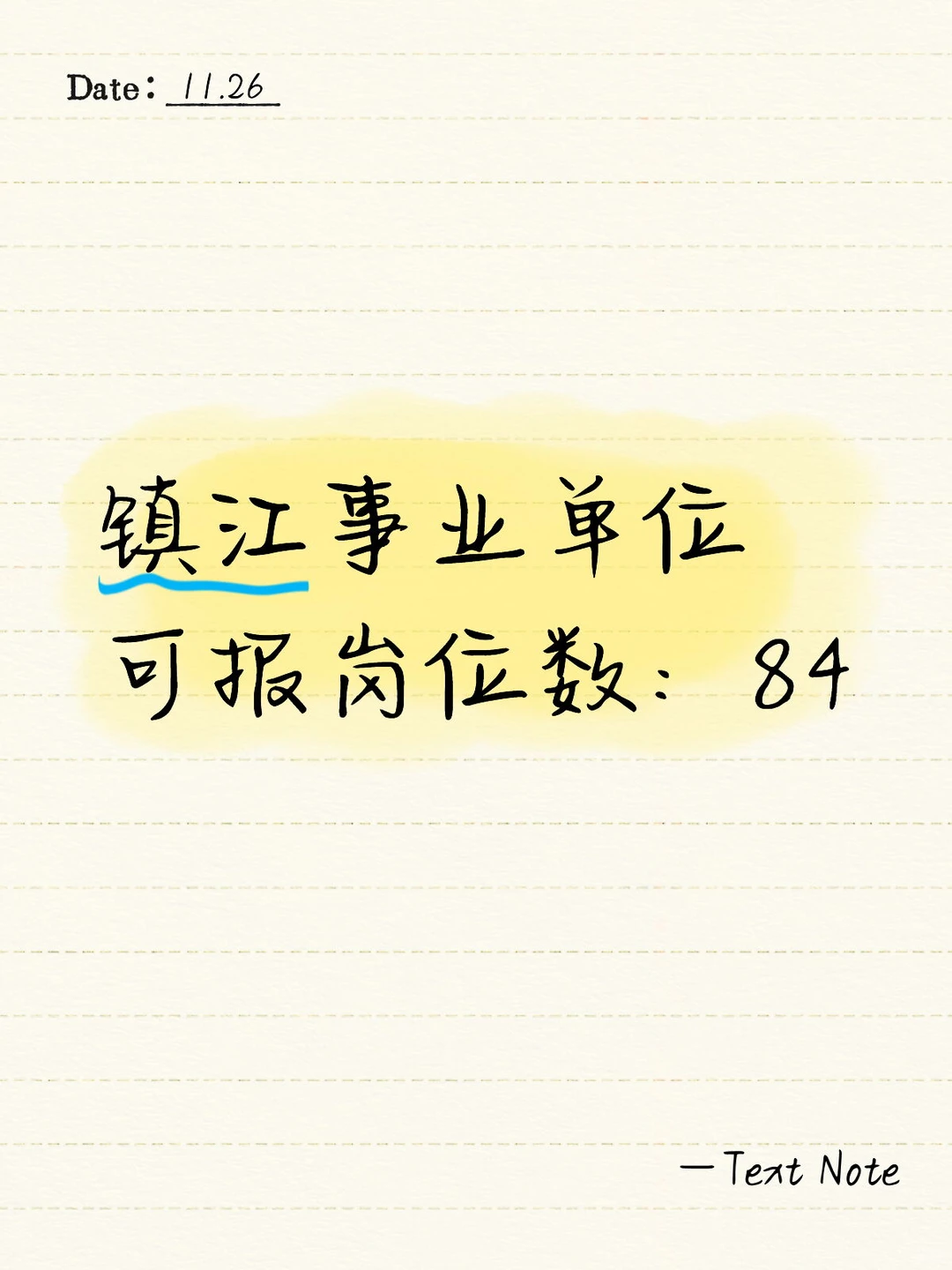 镇江事业单位可报岗位数：84