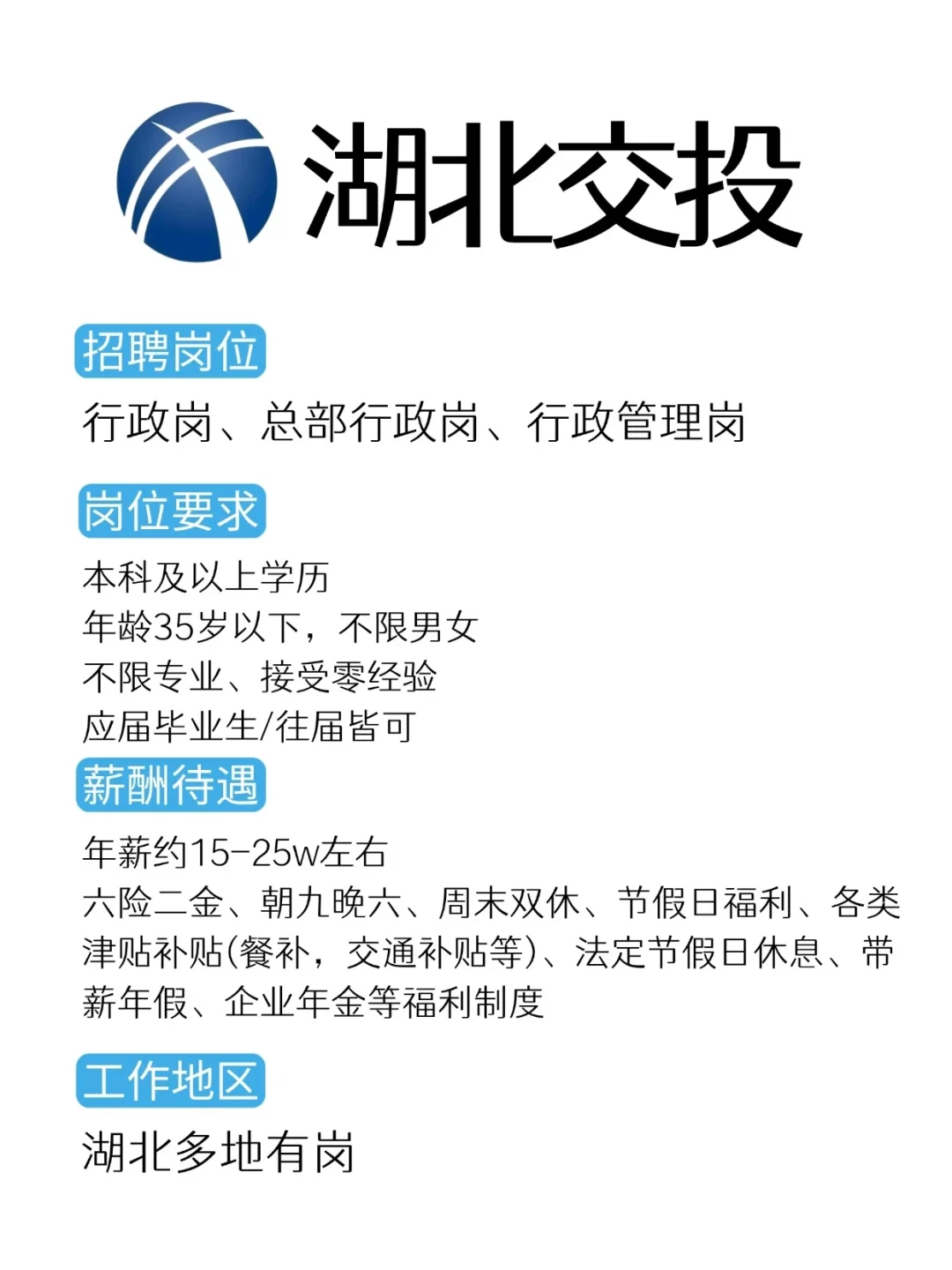 加入湖北交投的机会来了！