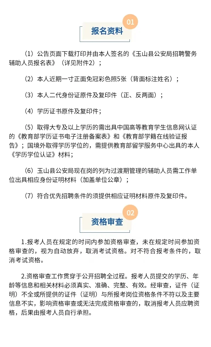 玉山公安局招聘22人