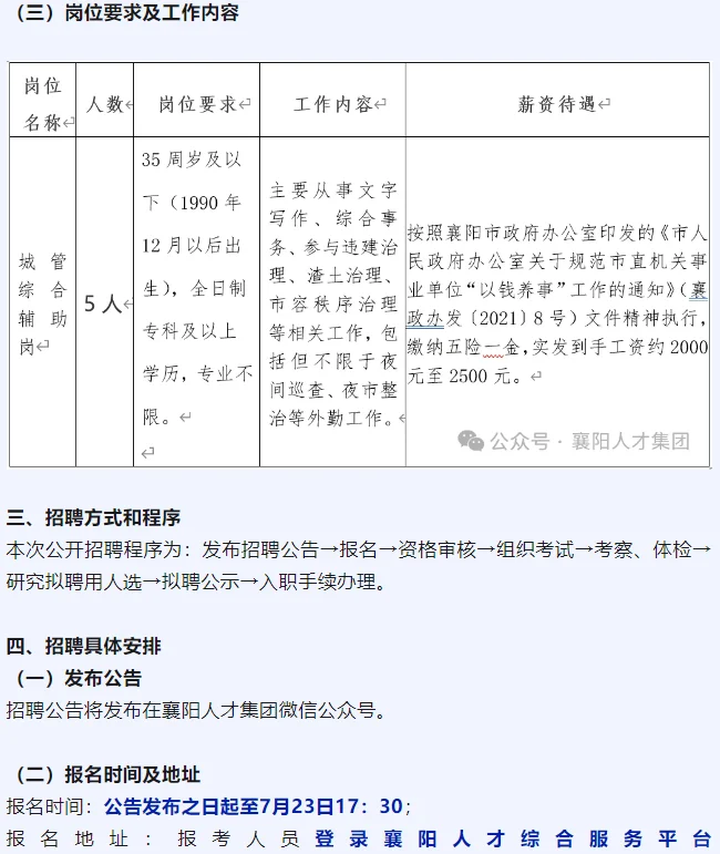 大专可报！不限专业！襄阳市市直单位招人啦！