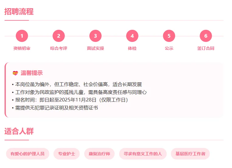 宁德儿童福利院招3人，护理员/护士/康复师