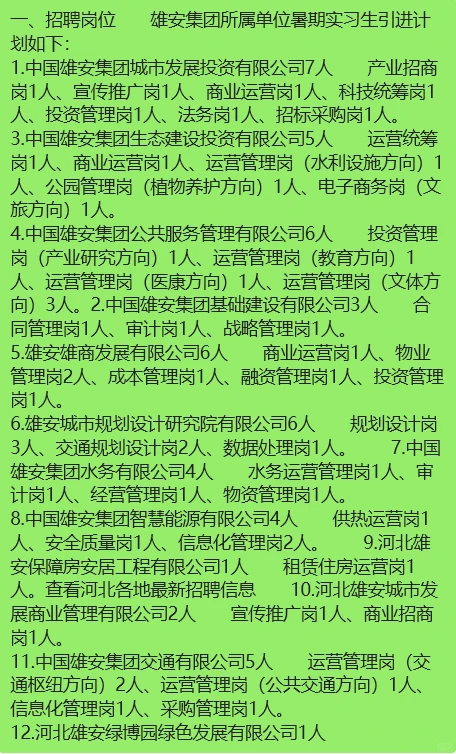 雄安集团招聘50人