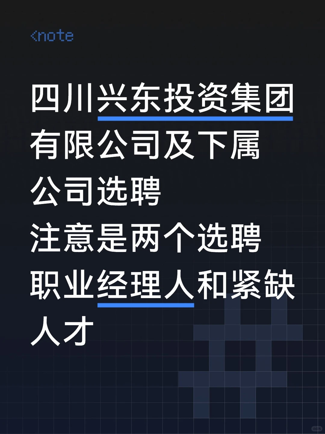 四川兴东投资集团有限公司及下属公司选聘