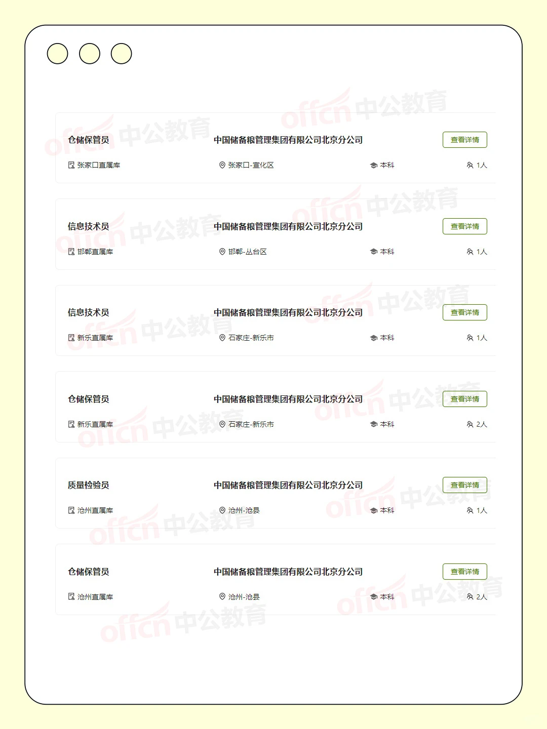 中储粮招65人！央企编制｜河北有岗